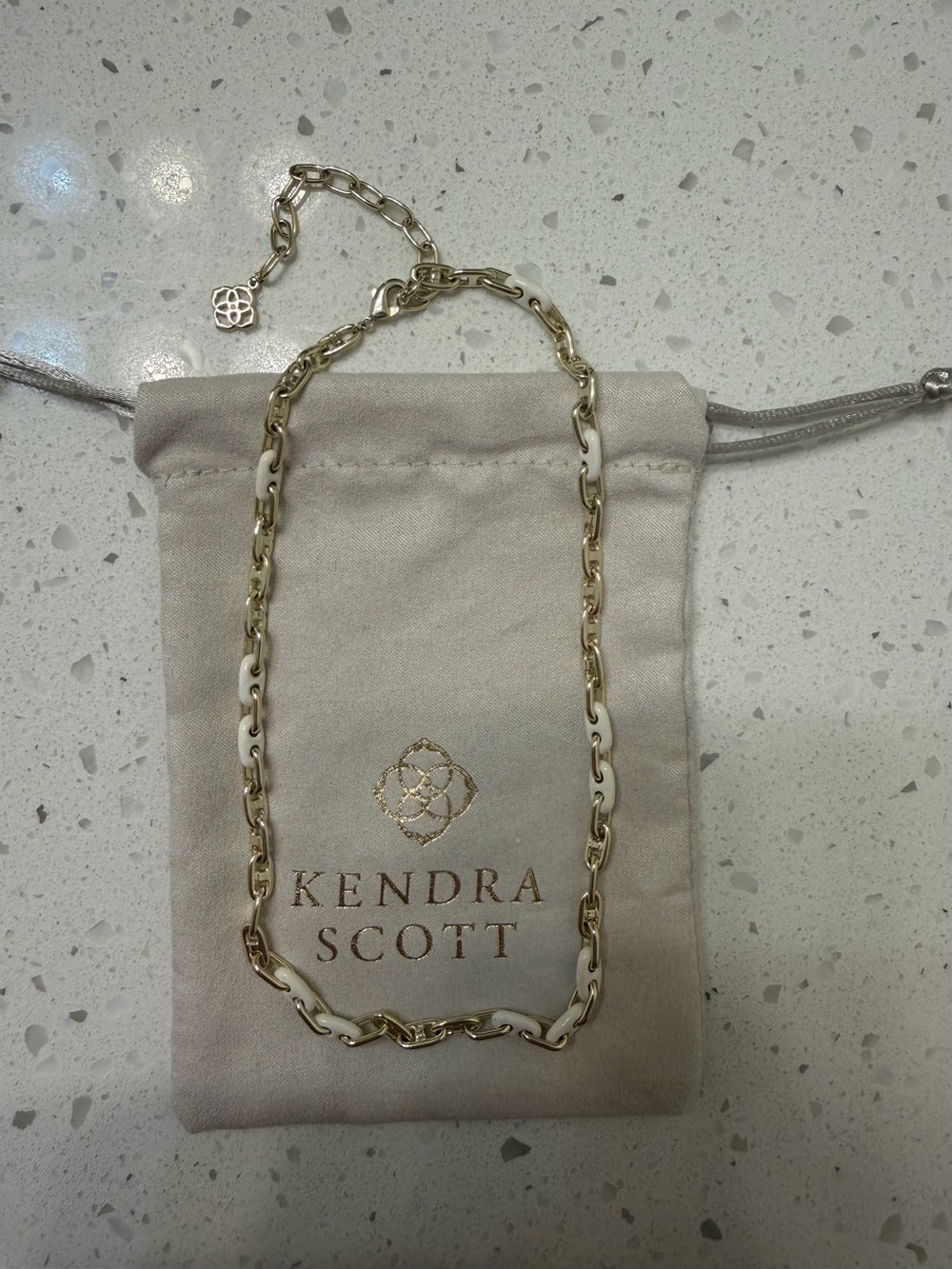 Kendra Scott Gold and White Enamel Link Necklace